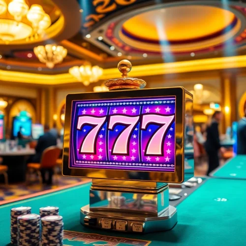 Players enjoy the thrilling experience of Slot 777 at a luxury casino.