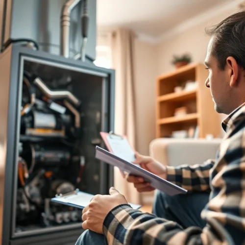 Skilled technician conducting furnace maintenance services with tools and equipment.