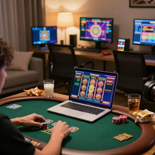 Engaging in slot thailand no 1 gameplay on multiple screens showcasing poker and slots.