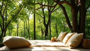 Relax at a wellness retreat featuring serene meditation spaces amidst nature's beauty.