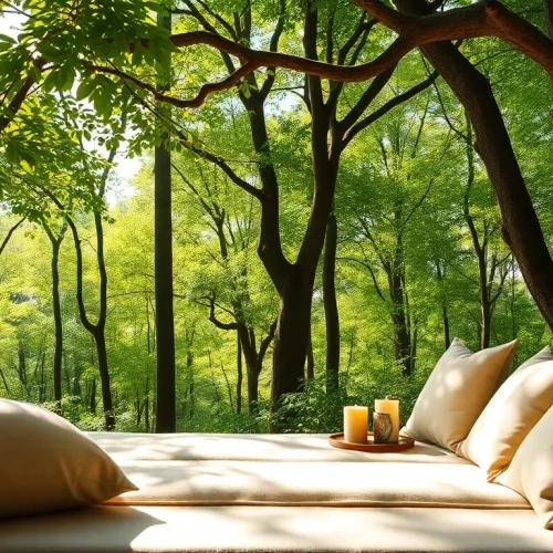 Relax at a wellness retreat featuring serene meditation spaces amidst nature's beauty.