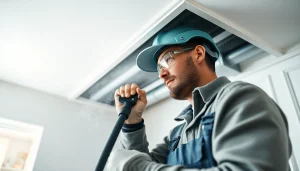 HVAC Cleaning with a professional technician ensuring clean indoor air quality.