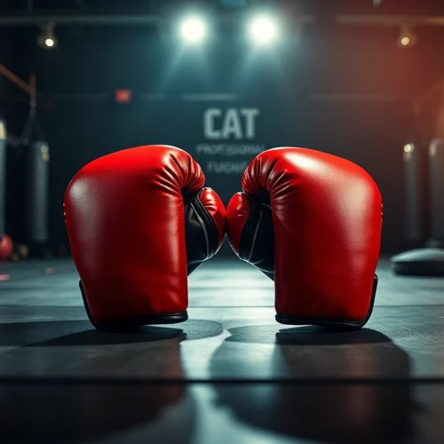MMA gloves on display in a dramatic gym setting, highlighting their unique features and quality.