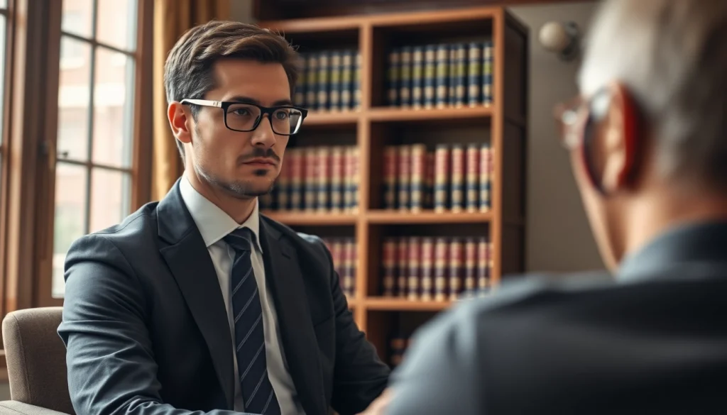 Engaged Personal Injury Lawyer in Grand Junction meeting with a client in a professional setting.