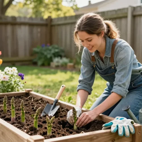 Aspergeklauwen kopen for home garden planting, vibrant sprouts in rich soil.