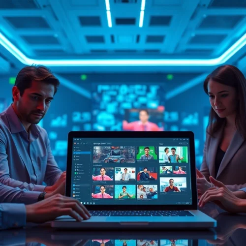 Transforming video to prompt with AI tools in a modern workspace.