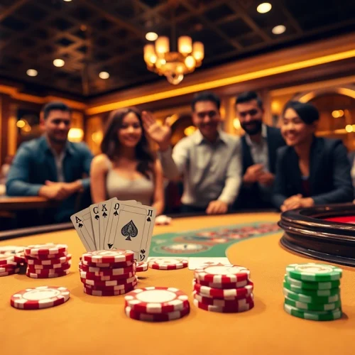 Engaging atmosphere at an IDN poker table highlighting players and strategy.