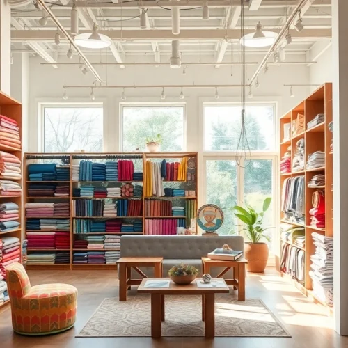 Bekijk stoffen webshop nederland met een kleurrijk interieur en uitnodigende textielstalen.