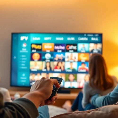 Enhance your home entertainment with an IPTV subscription featured on a cozy flat-screen TV.