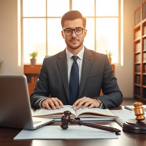 Lohnklage consultation with professional lawyer in a modern office.
