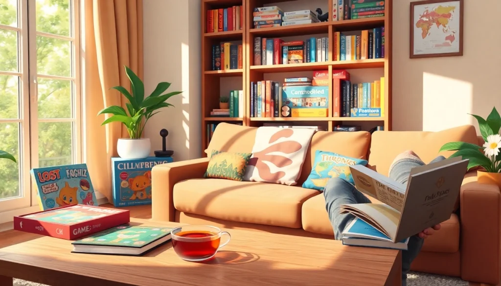 Engaging in games to play by yourself in a cozy setting with board games and puzzles.