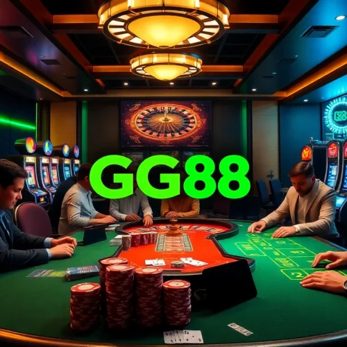 Experience the thrilling fun at GG88 casino with players engaged in poker and slot games.