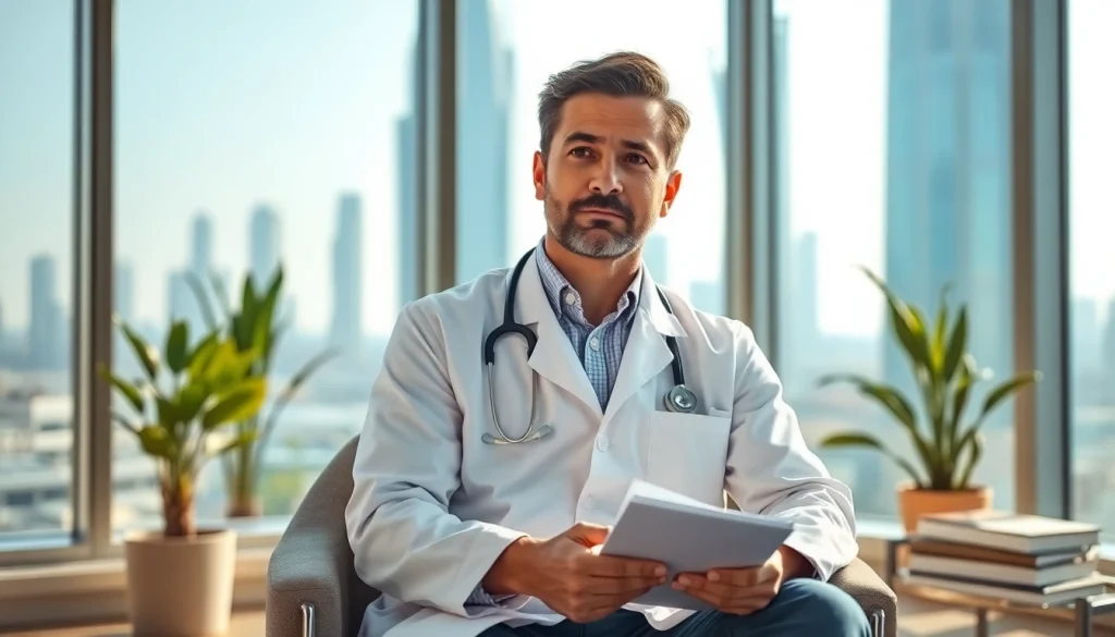 Top psychiatrist in Dubai consulting in a serene office environment.