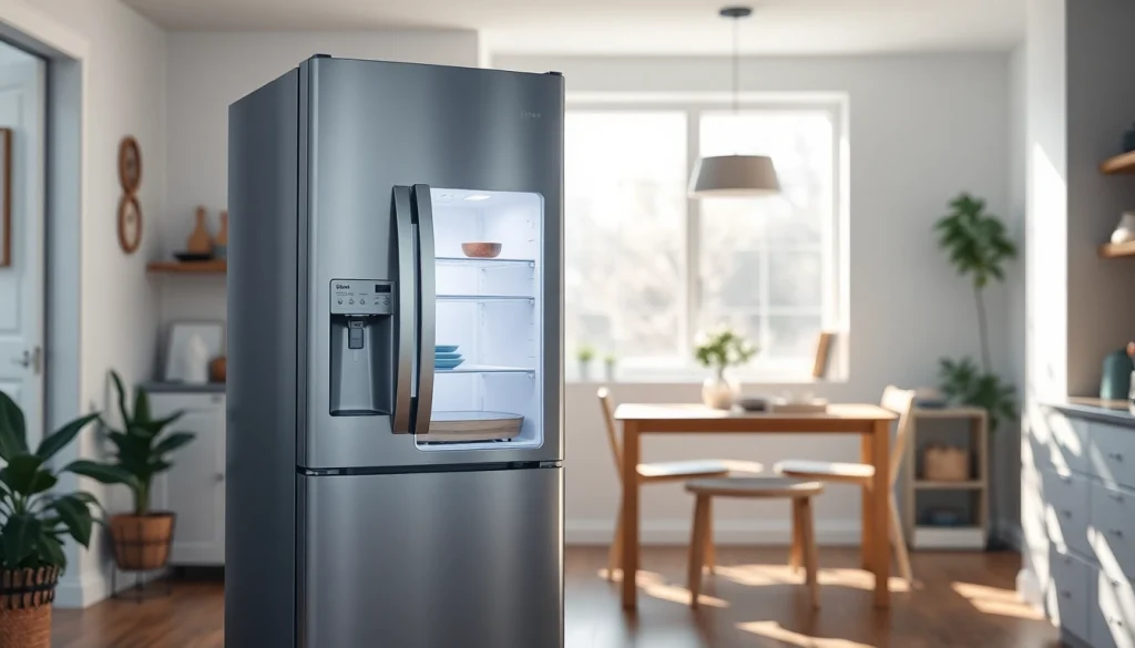 A stylish Refrigerator set in a contemporary kitchen with a smooth finish and inviting ambiance.
