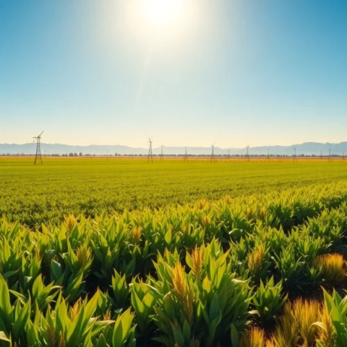 Land irrigation system efficiently nourishes crops in a vibrant agricultural landscape.