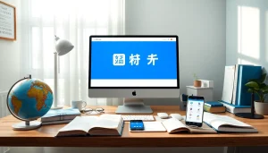 Modern workspace featuring 有道翻译 interface and language learning materials.