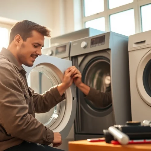 Expert appliance repair los angeles technician evaluating a washing machine's functionality.