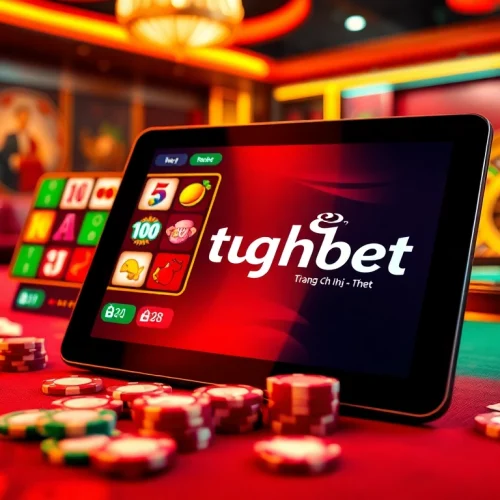 Engaging scene of trang chủ thabet showcasing exciting online gambling with slot machines and poker.
