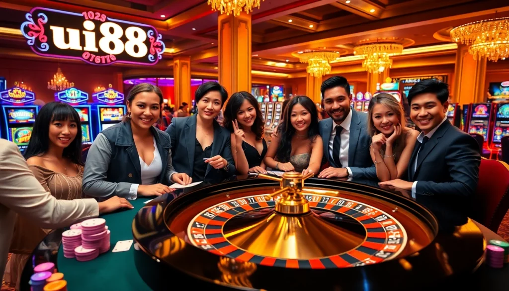 Players enjoying a thrilling game at UU88 casino, showcasing excitement and luxury.
