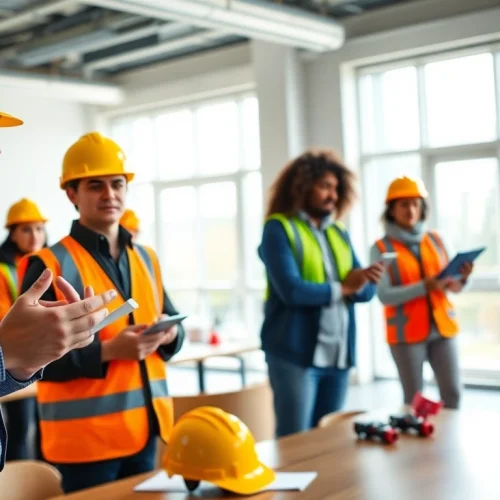 Engage in construction safety training with hands-on activities and safety protocols.