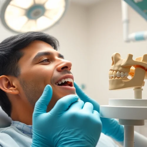 Orthodontist performing overbite jaw surgery Hawthorn, showcasing a professional dental environment.