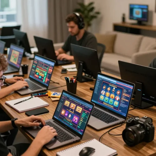 Players engaging with casino games on TG88 during a vibrant online gaming session.