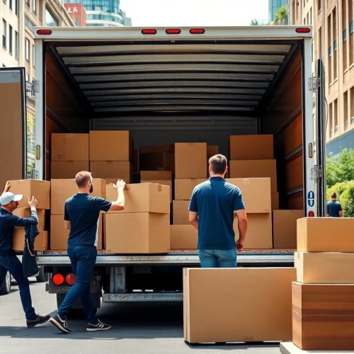 Efficient removals in Cheltenham with professional movers packing boxes into a truck.