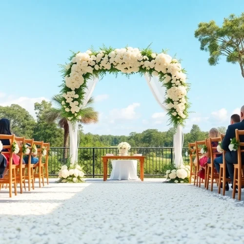 Stunning outdoor Jacksonville Wedding Venue showcasing an elegant ceremony setup with floral decor.