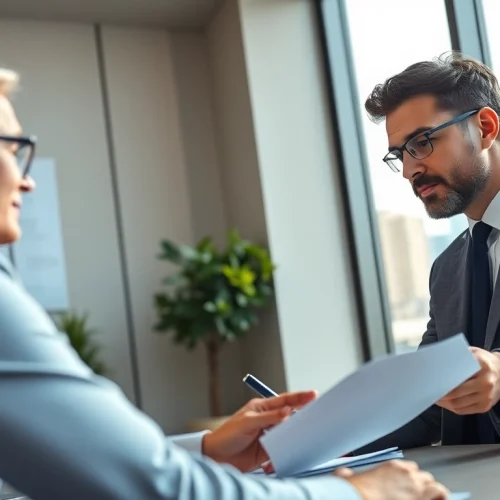 Clearwater truck accident attorney consulting with a client in a bright, professional office.