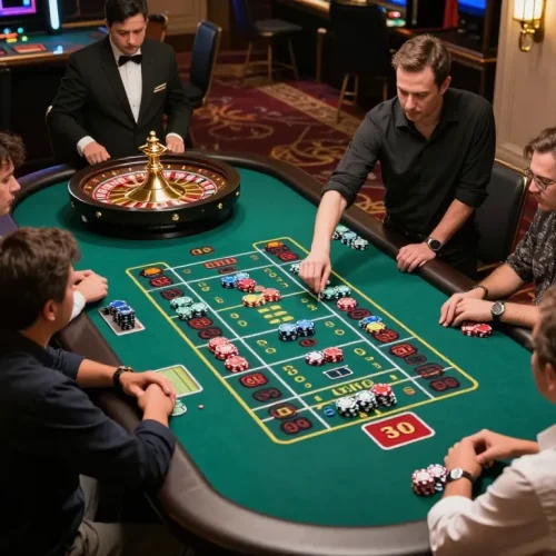king33 players engaging in a thrilling roulette game at a luxurious live casino setting