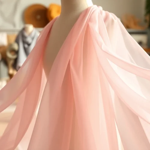 Chiffon stof en zijn delicate textuur in een mooi atelier setting.