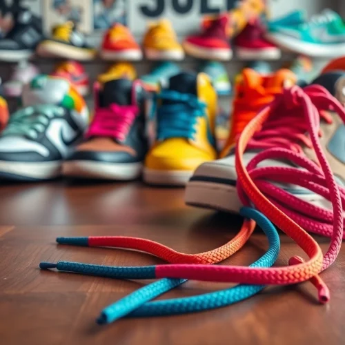 Compare Lace Lab vs. Stock Laces showcasing stylish sneaker laces arrangement.