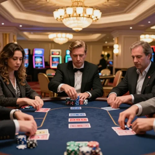 Watch players engage in a thrilling high-stakes poker game at vipwin casino