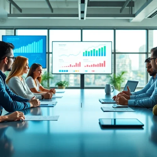 Rankingo w strategii marketingu cyfrowego, zespół omawia taktyki SEO.