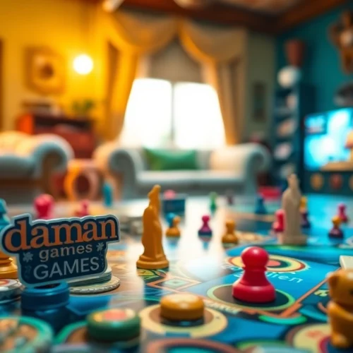 Engage in exciting daman games with colorful tokens and intricate game setups.