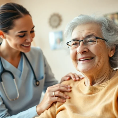 Providing care at home with a professional caregiver in a warm and inviting setting.