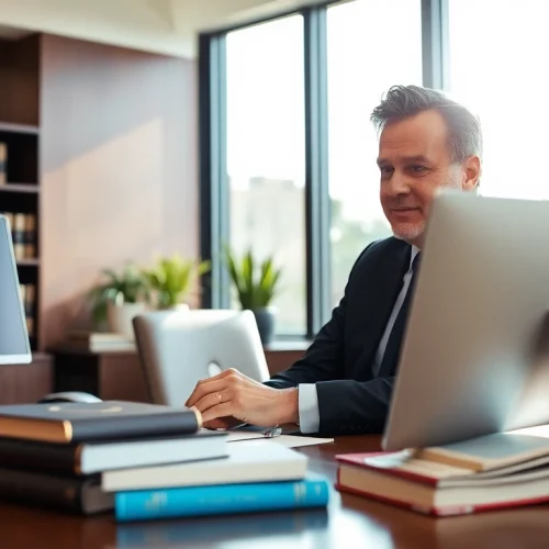San Antonio accident lawyer consulting a client in a professional office environment.