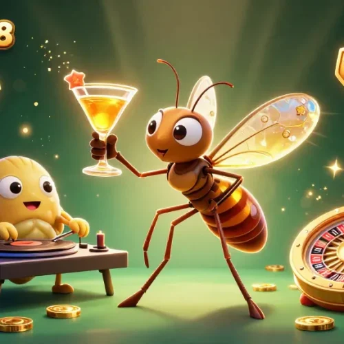Engage your luck at mansion88 with a vibrant casino scene featuring unique gaming characters and elements.