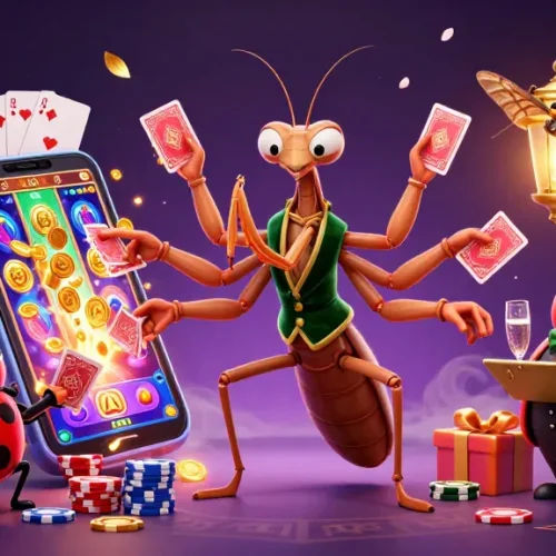 Bettors analyze odds at a vibrant kèo nhà cái illustration featuring colorful game elements and characters.
