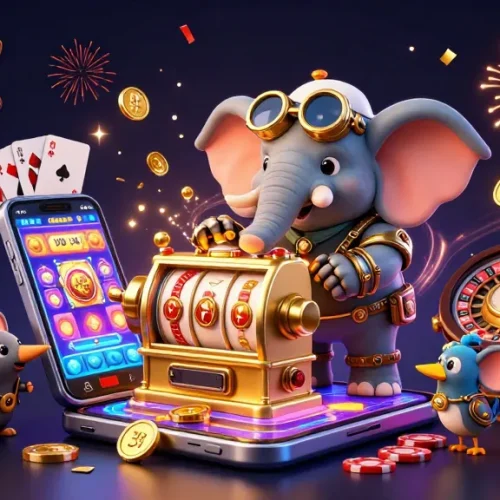 オンラインカジノ本人確認なしでカジノゲームを楽しむ3Dキャラクターのイラスト。