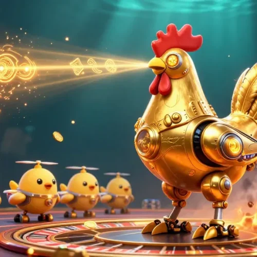 Experience immersive gaming with winboxmy's 3D casino illustration featuring vibrant characters and elements.