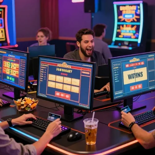 Engaging online casino scene showcasing players enjoying credit card gaming at https://iis.org.uk with vibrant atmosphere and modern setup.